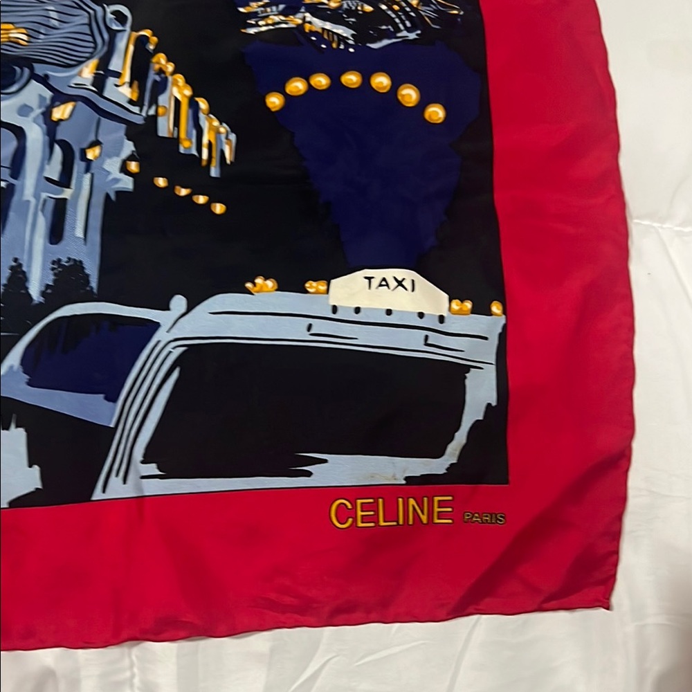 Celine Paris Scarf with Red and Blue Design - Picture 2 of 4